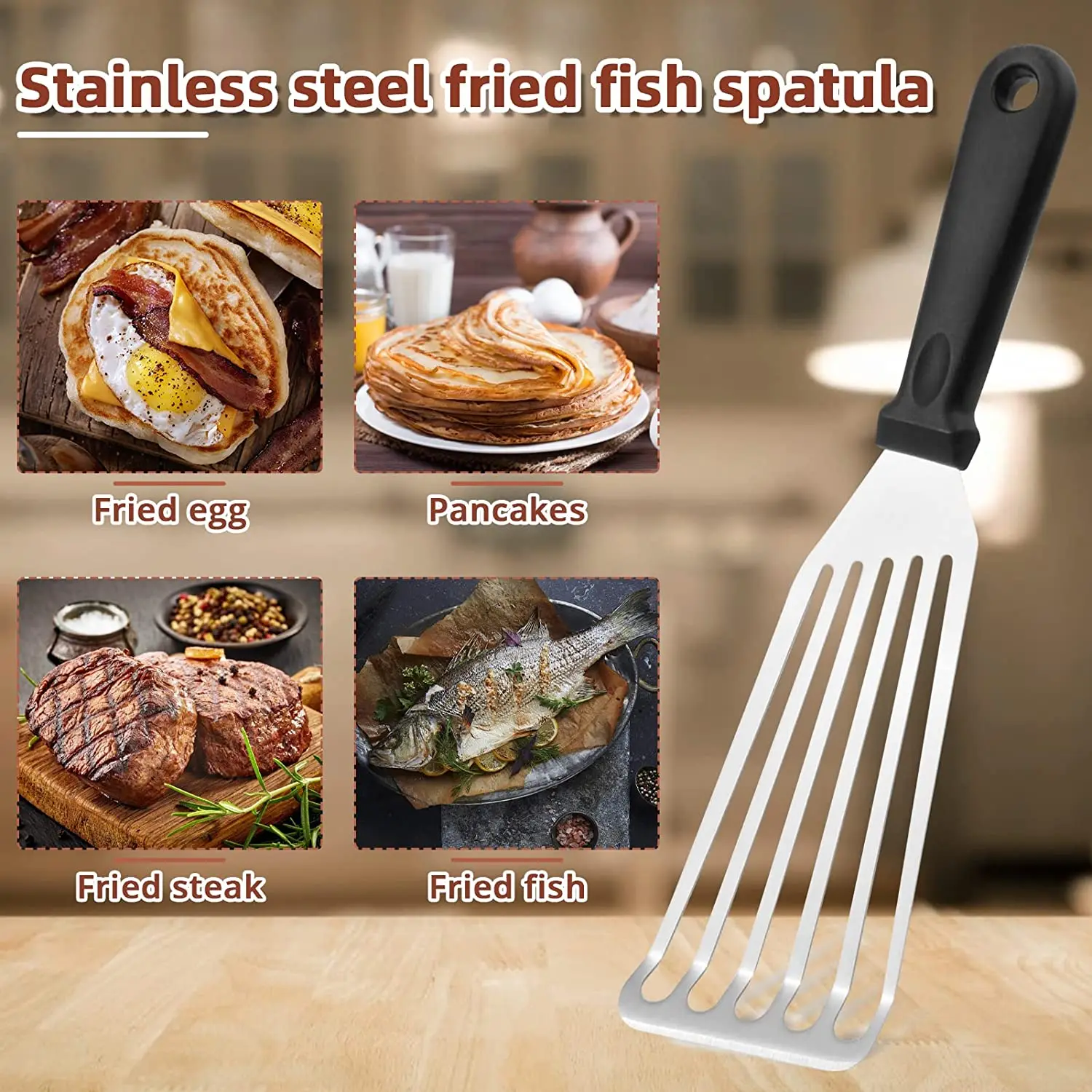 BKFYDLS Stainless Steel Steak Frying Fish Spatula, Fan-shaped Spatula,  Silicone Spatula, Non Stick Pan, Special Pancake Spatula,Cooking Utensils  Set