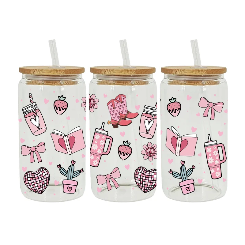 UV DTF Transfer Sticker Valentine's Day 16oz Libbey Glasses Wraps Bottles Cup Can DIY Waterproof Decals D26952