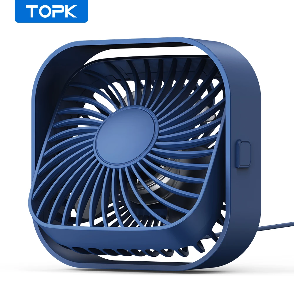 TOPK USB Desk Fan Mini Fan Portable 3-Speed Wind Small Cooling Fan 360° Rotatable Head for Home Office Table and Desktop
