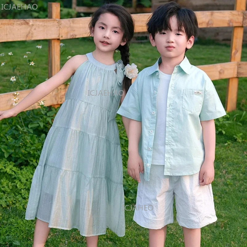 2026 Family Matching Outfits French-Style Family Of Mother Daughter Matching Set Mambo Sleeveless Dress Father And Son T-Shirt - 4