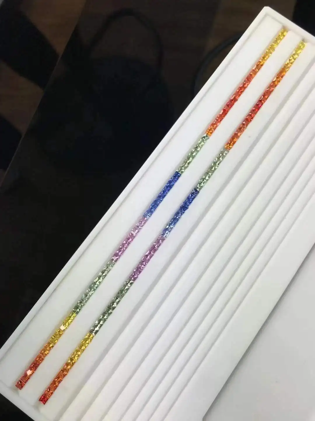 New Fashion High Quality Heart Shape Loose Gemstones Gradient Rainbow Strips corundom lab grown gemstone for DIY Jewelry