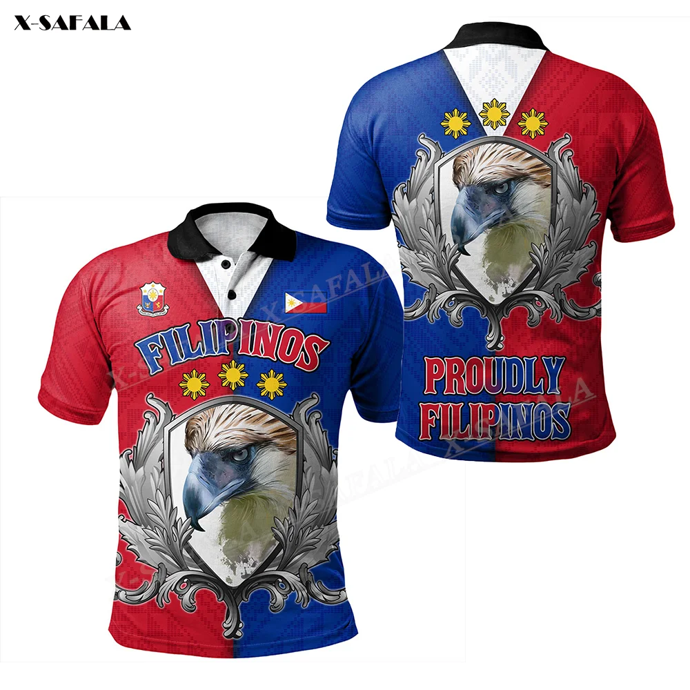 

Рубашка-поло мужская Тонкая с 3D-принтом, традиционная Филиппинская карта флага, дышащая футболка с коротким рукавом и воротником