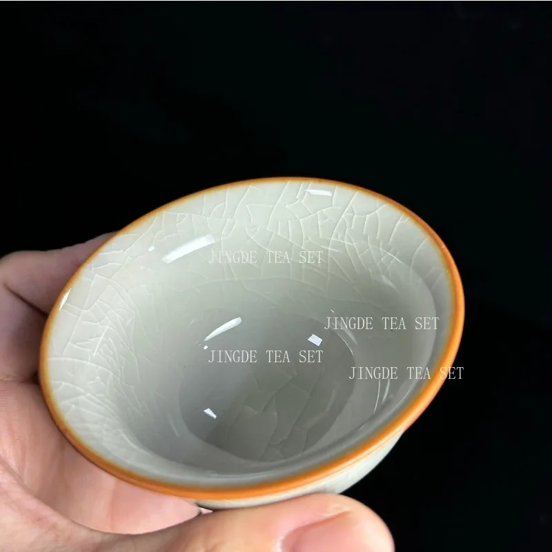 6 Cups and 1 Set of Ge Yao Tea Cups Hand-painted Flowers Kung Fu Tea Sets Ceramic Master Cup Sets Business Gifts