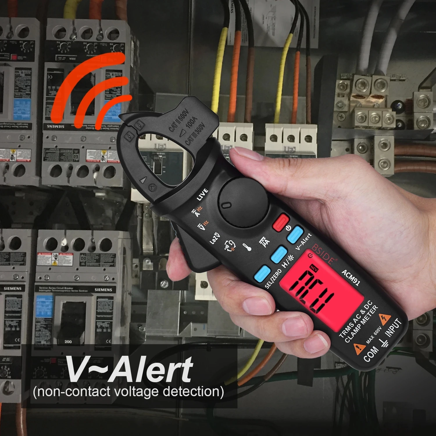 BSIDE Digital Clamp Meter Auto Range Amperímetro True RMS Atual Tensão Tester Multímetro Capacitor Medidor de Freqüência Resistência NCV