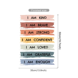 Inspirational Affirmation Wall Sticker - I am Kind, I am Brave, I am Loved (SL3660A)