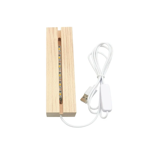 창의적인 LED 목재 디스플레이 베이스, 직사각형 크리스탈 USB 조명 스탠드, 레진 아트 장식 장식, 어린이 선물, 1-10 개 7