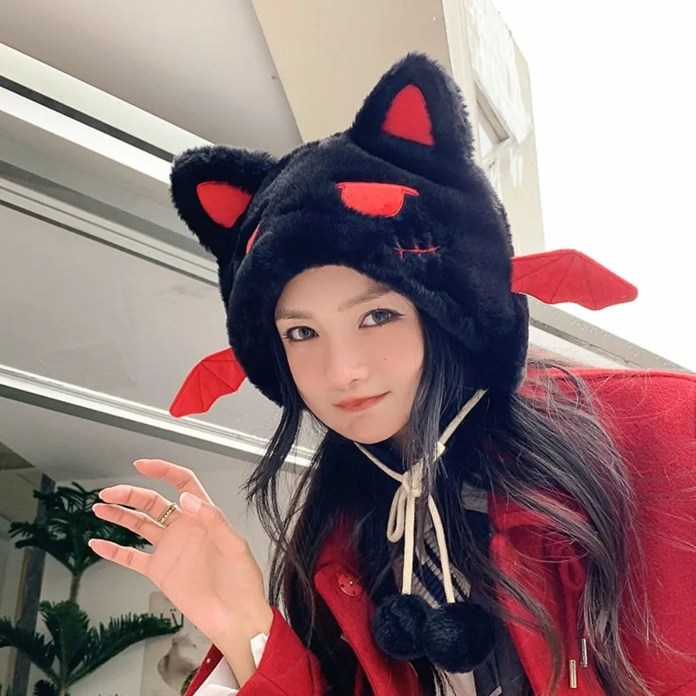 

Warm Winter Hat Lei Feng Hat Soft Little Devil Bucket Hat Ear Protection Cute Cat Ears Hat Women