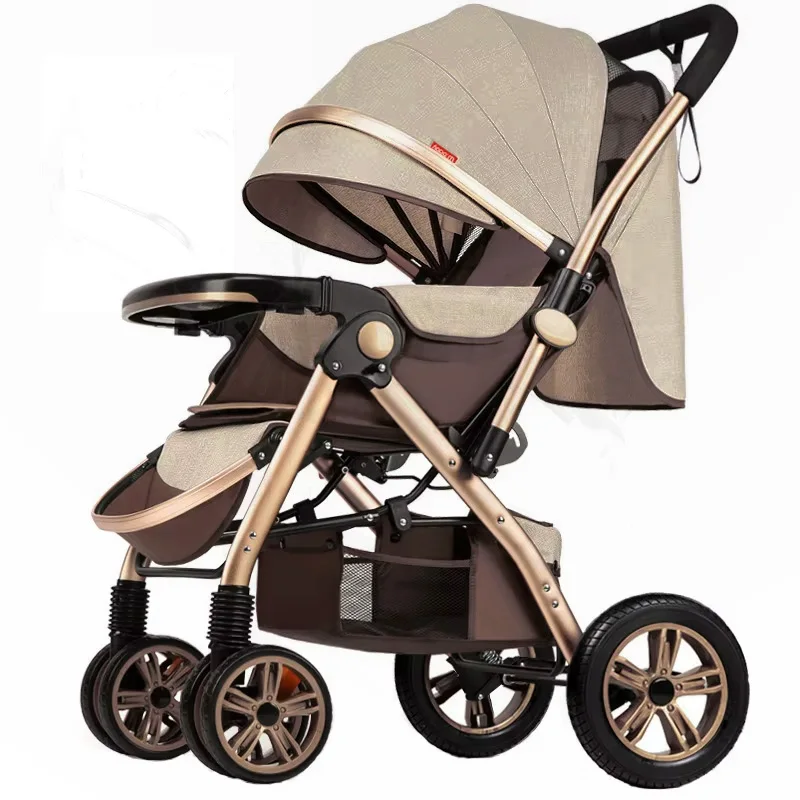 Poussette pliable pour bébé Sit & Lie Portable 360 °   Chariot à roue avant pivotante, grande poussette bidirectionnelle avec pare-soleil pour nourrissons