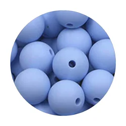 Assorted Silicone Beads for DIY Jewelry Making - 50 Pieces (Pastel blue)