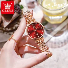 OLEVS Top Brand New Women Luxury Quartz Watch Women Elegant Watches Stainless Steel Strap Date Clock Necklace Bracelet Gift Set