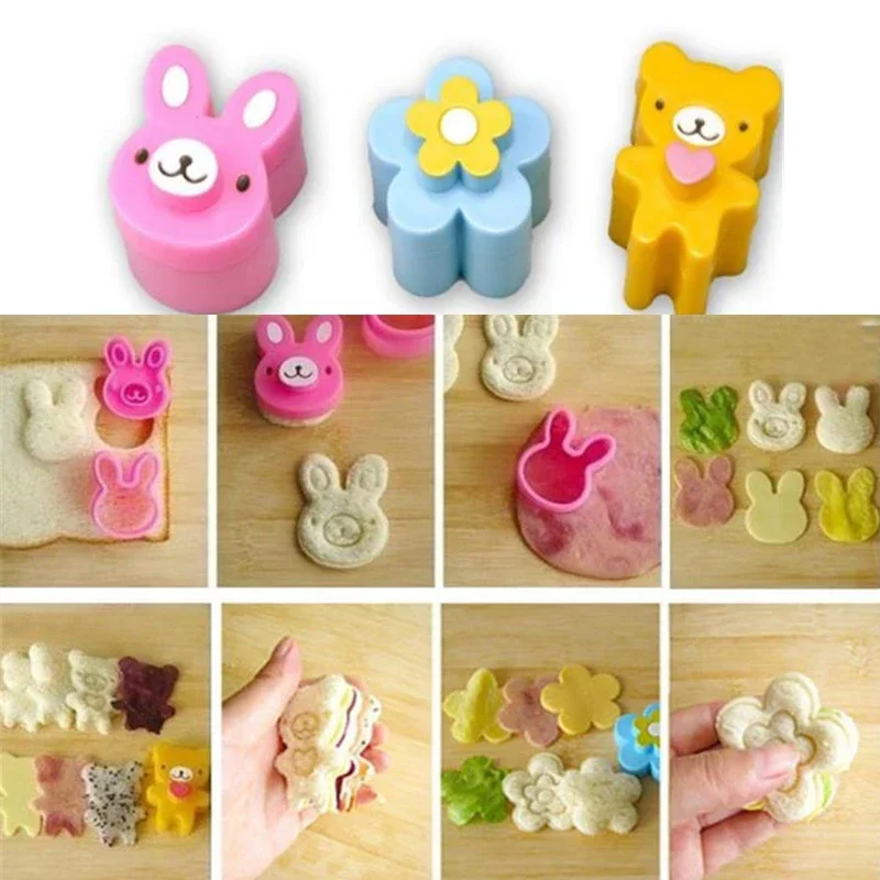 Baking Tools Cute Sandwich Mould Rabbit Flower Panda shaped Bread Cake Biscuit Embossing Device Crust Cookie Cutter Baking Pastry Tools Cake