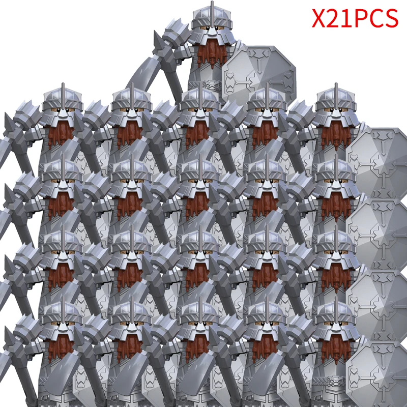 Medieval Fantasy Dwarf Warrior Leader Building Blocks Set