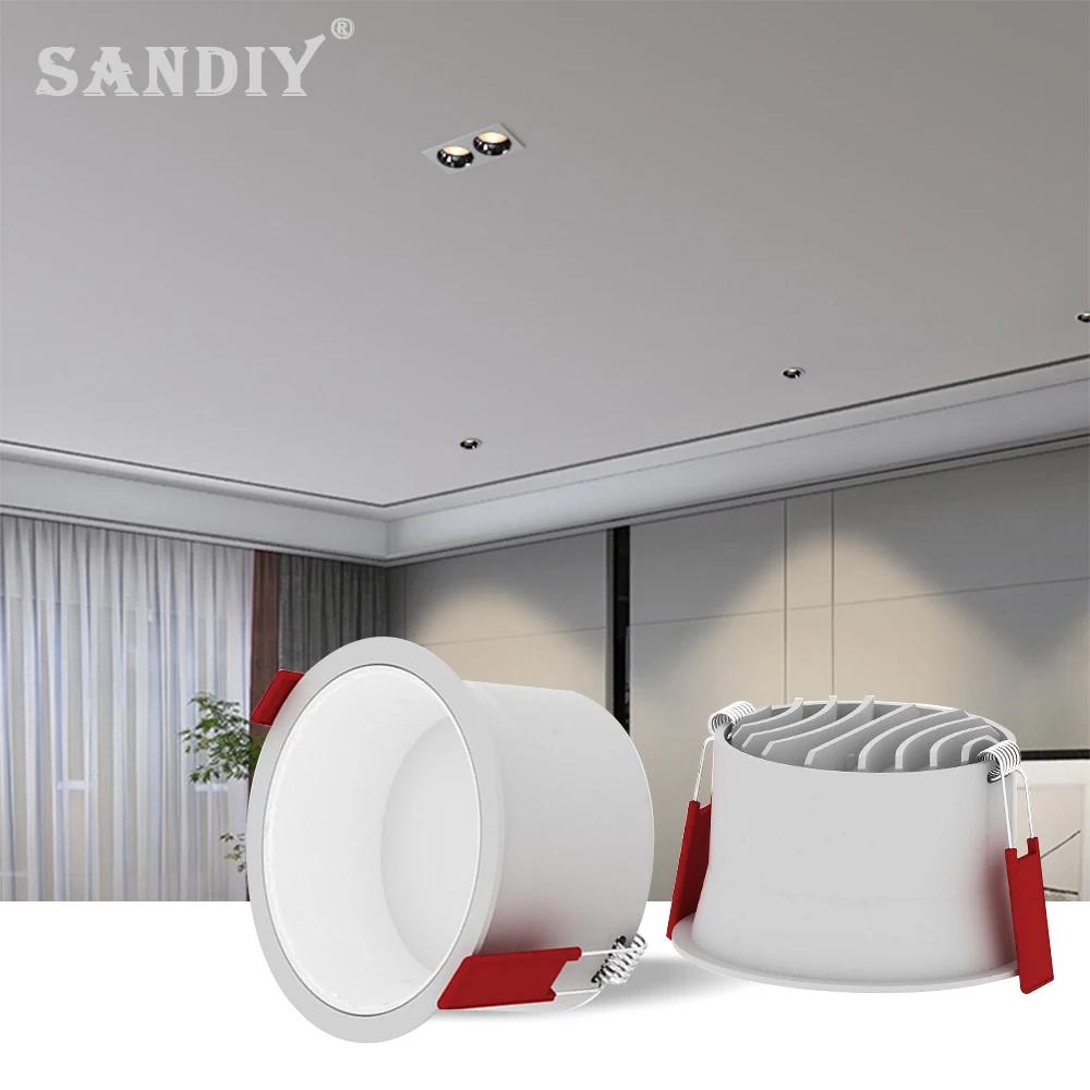 SANDIY Led Spotlight Recessed Ceiling Light Built-in Spot Lamp Black White Downlights for Foyer Kitchen Home Decoration Lighting