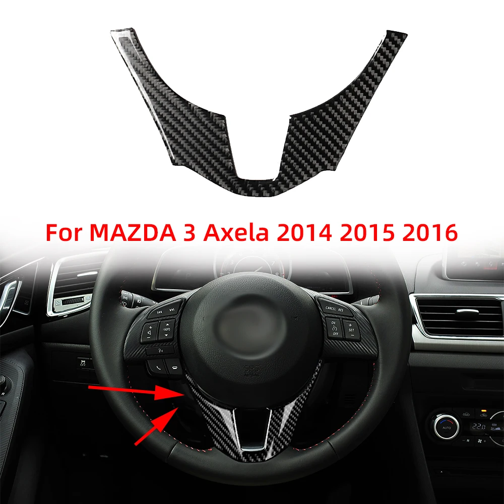 Carbon Fiber Car Interior Steering Wheel Trim Cover Stickers For Mazda 3 Axela 2014 2015 2016 Car Accessories Interiors