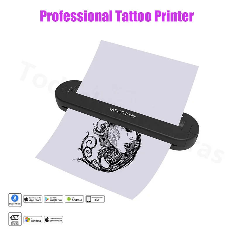 Fashionable Tattoo Thermal Printer Transfer Machine Professional Stencil Device BT Inkless Wireless Copier Printer Mini New 2024 4