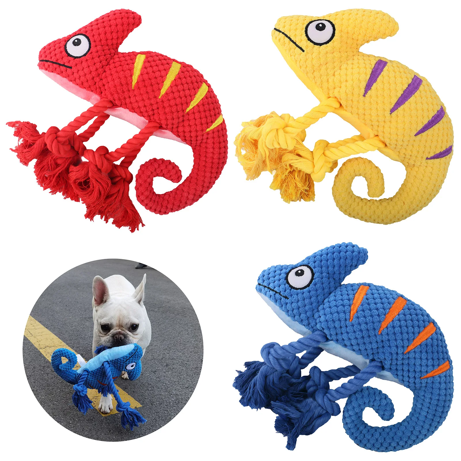 

Chameleon Plush Dog Toys Squeak Pet Chew Toy For Small Medium Large Dog Toothbrush Bite-Resistant Interactive Toys For Dog