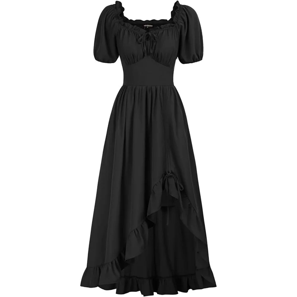 Abito Medievale Per Donna Manica Corta Ruffles Irregolari Chemise Costume Rinascimentale