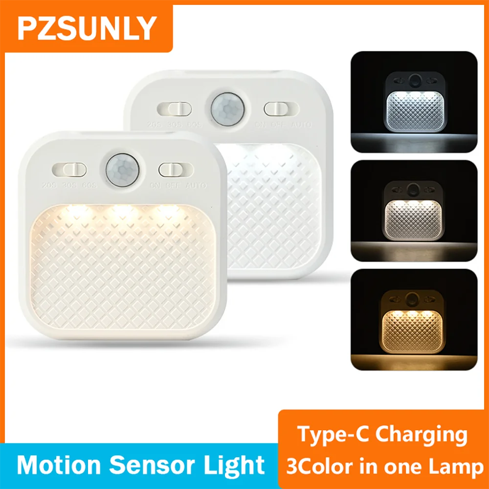 Wall Lamp Motion Sensor LED Night Light Rechargeable Stick-on Magnet Night Lamp for Bedroom Stairs Cabinet Hallway Kitchen Light led wall lamp wall sconces light wall lamp