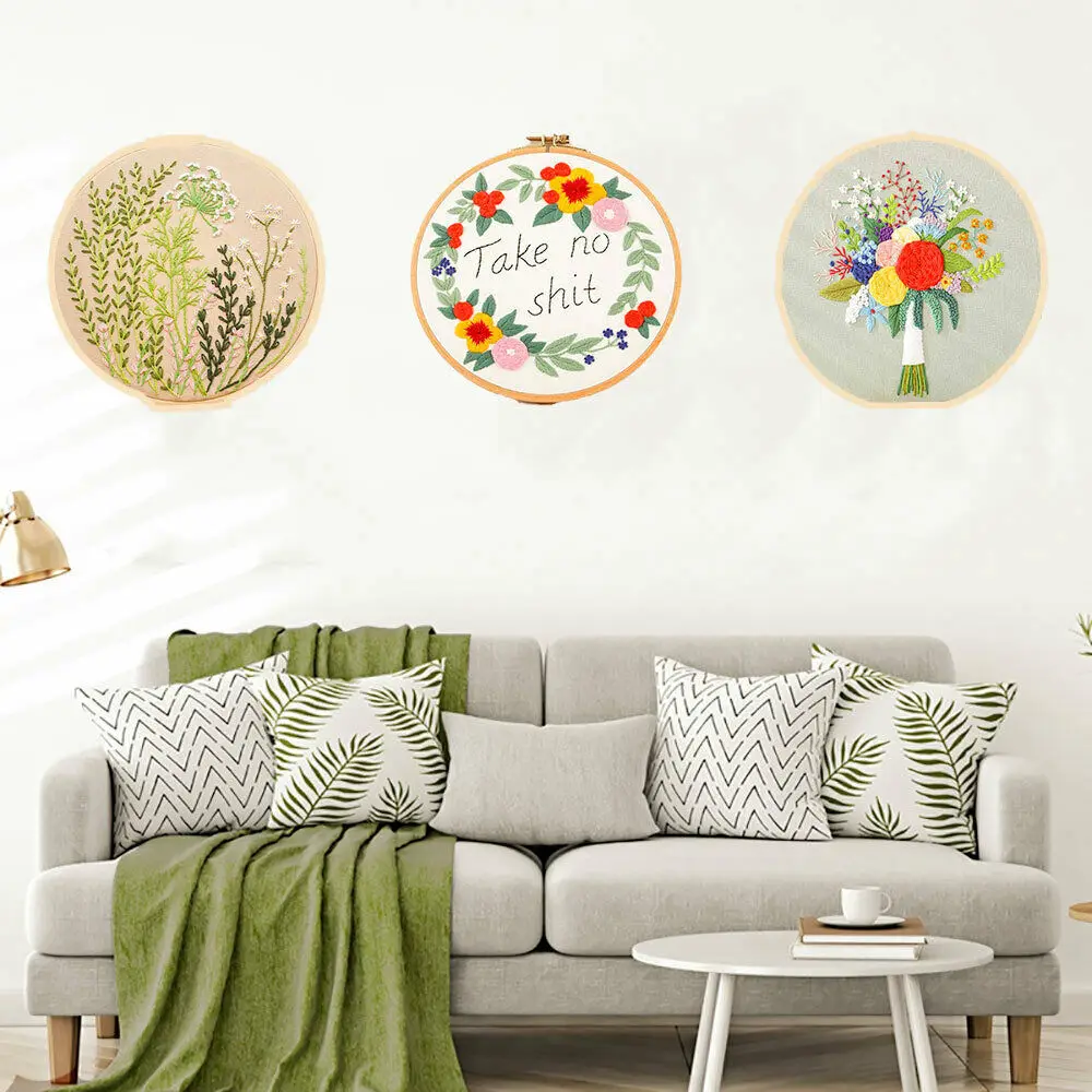 DIY Creative Plant Pattern Embroidery Sewing Kit Craft Cross Stitch Material Semi-finished Handmade Needlework For Home Decor embroidery set embroidery kits