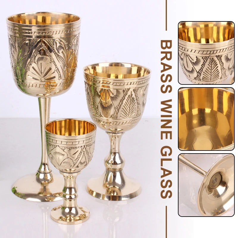 drinking glass 1Pcs 80/180ml/200ml Pure Brass Wine Glass Classical Wine Cup Handmade Small Goblet
