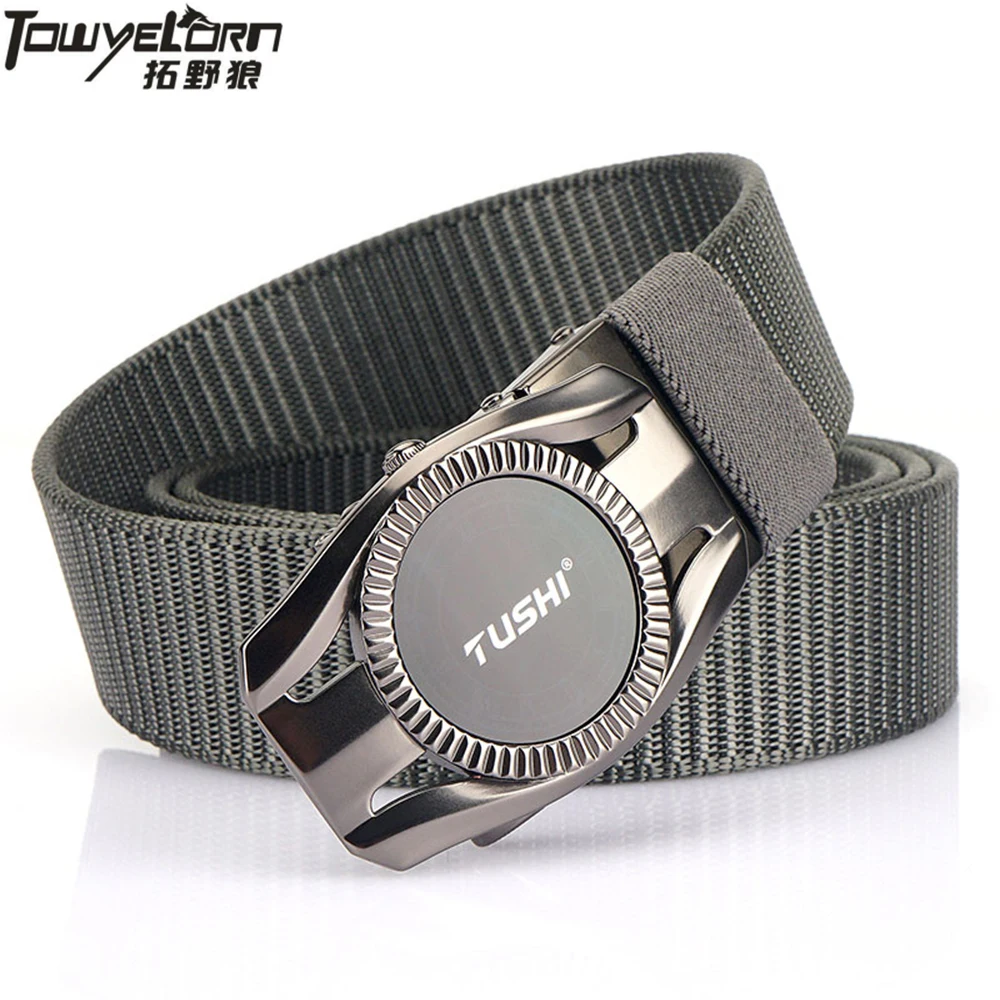 Metal Automatic Buckle Canvas Men Belt Thick Nylon Jeans Pants Belt Casual Outdoor Multifunctional Tactical Designer Male Belts