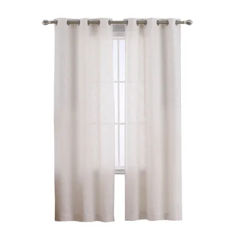 2 pcs Natural Linen Blend Textured Semi-Sheer Grommet Window Curtain Panels for Living Room Bedroom Curtains, 37 x 63 Inch 4