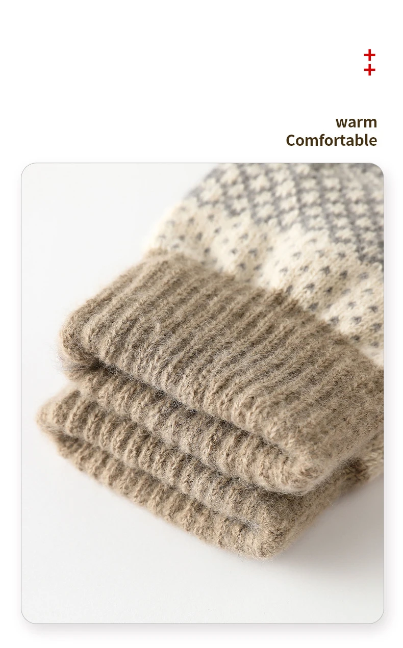 KayCrowne New Full Finger Touch Screen Gloves For Winter Grace Thick Warm Cycling Acrylic Skiing Riding Women Knitted Gloves Men