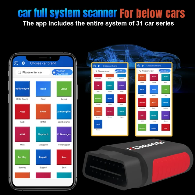KONNWEI KDIAG Full System OBD2 Car Diagnostic Tool Reset SAS EPB Service ECU Programmer Auto OBDII Scanner pk Thinkdiag THINKCAR 3