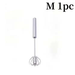 Semi Automatic Stainless Steel Hand Whisk Mixer - Self-Turning Egg and Cream Utensil (M)