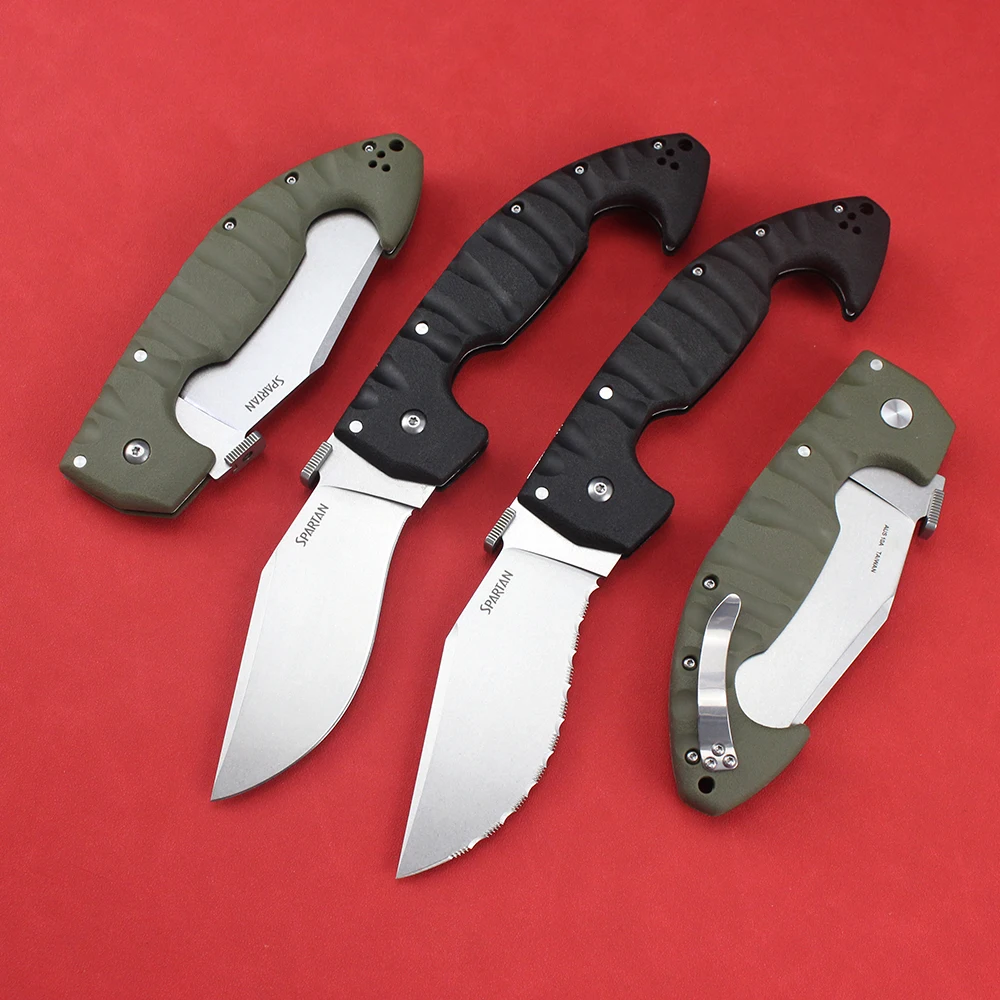 Cold Spartan Tactical Folding Knife AUS10A Steel Survival Military Hunting Multipurpose Knives Large EDC Tanto Pocket Knife Tool 3