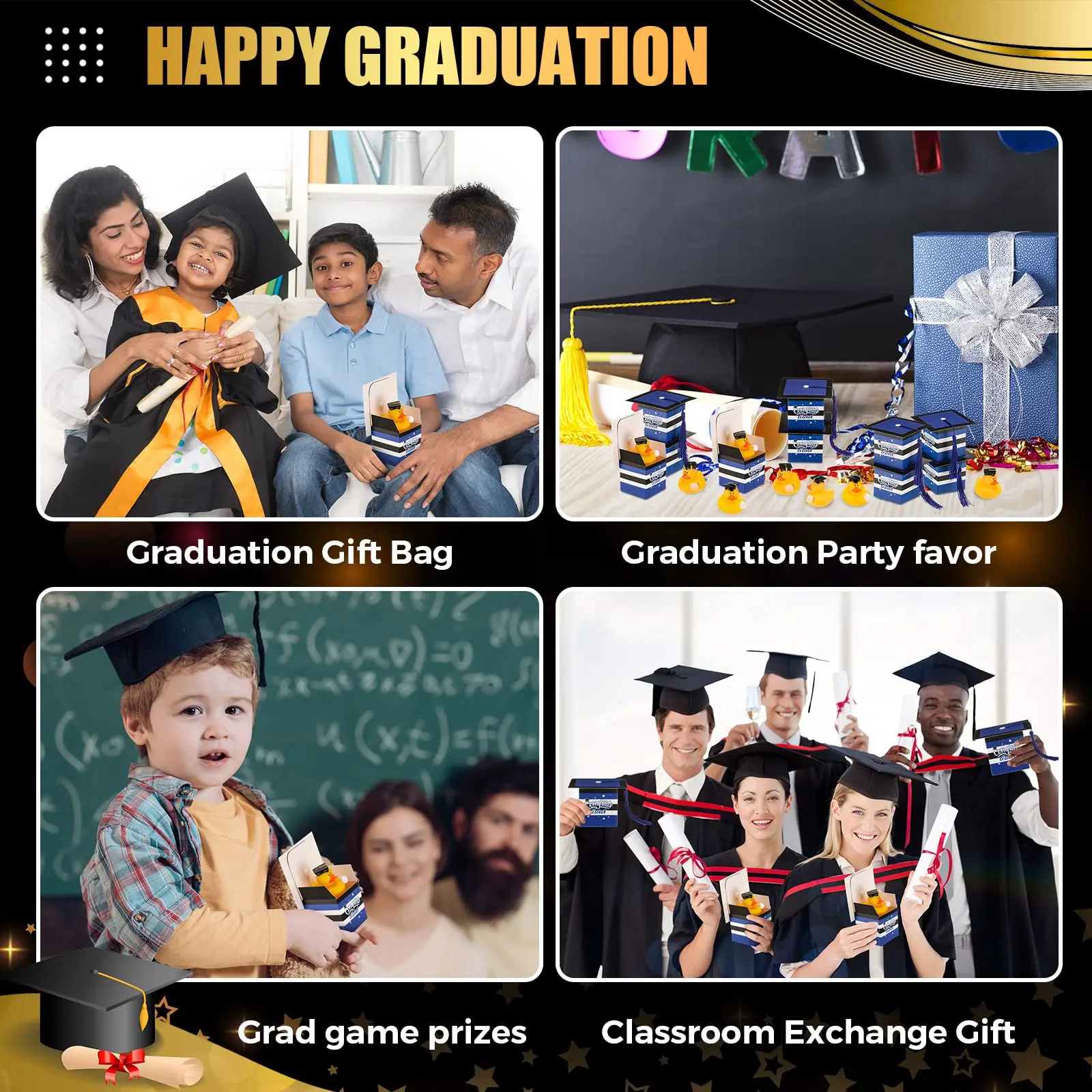 24/48 Sets Graduation Rubber Duck Cap Gift Boxes with Mini Grad Bulk Grad Party Favor Grad Candy Boxes for Graduation 5