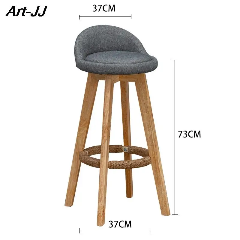 Solid Wood Bar Chair Nordic Rotatable High Foot stool Retro Pub Cafe Night Club High stool Modern Simple Backrest Chair