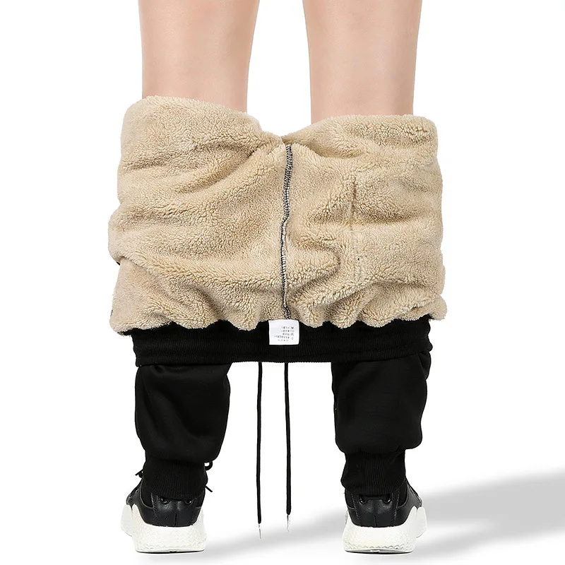 Mens Cashmere Sweatpants Winter Warm Lamb Wool Trousers For Male Lined Fleece Pants Mens Autumn And Winter Casual Joggers Pants sport jogging trousers,fleece sweatpants