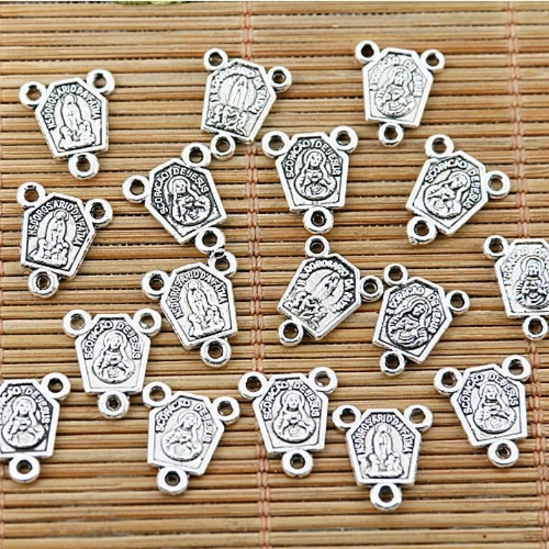 

40pcs 13*11MM Tibetan Silver Tone Religious Portrait 1-2holes Connector EF1498 Beads for Jewelry Making