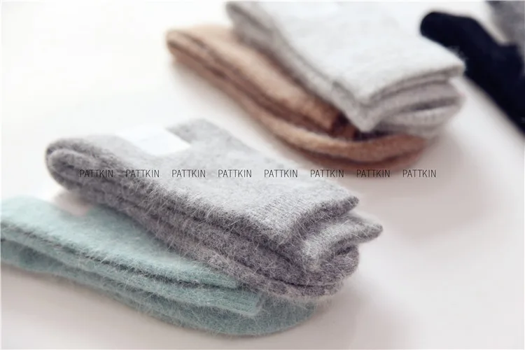 bed socks for women Autumn Winter Women's Thick Candy Color Angora Wool Socks.Ladies Soft Warm Long-haired Rabbit Wool Short Socks Basic Sox Hosen black ankle socks