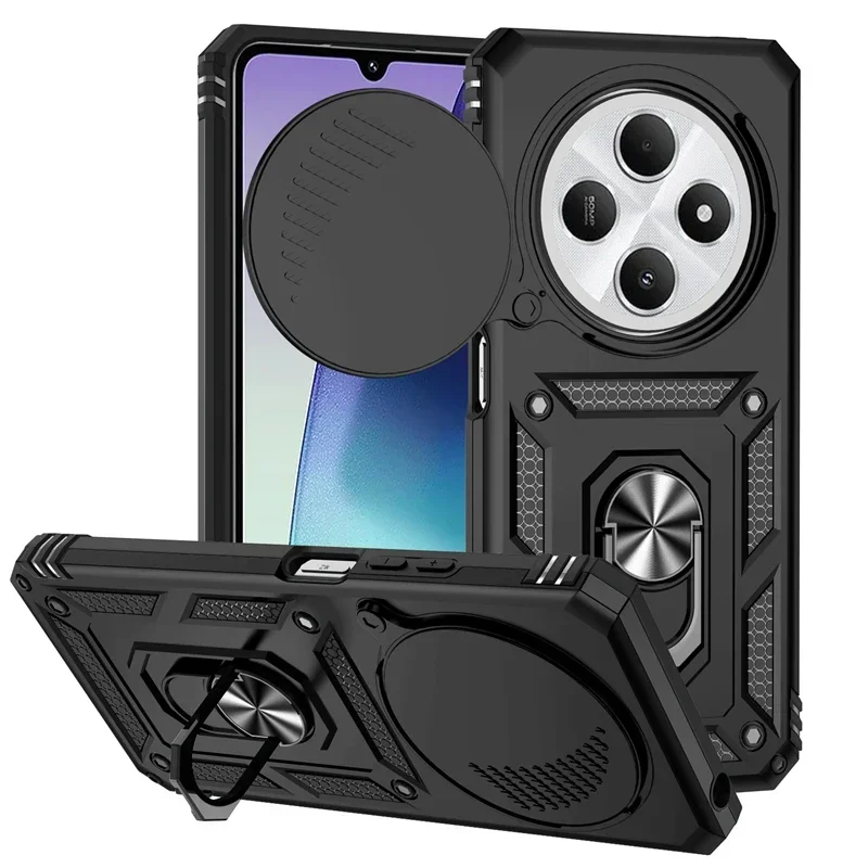 Armor Shockproof Slide Lens Cover with Magnet Car Holder Ring Case – Enhanced Protection