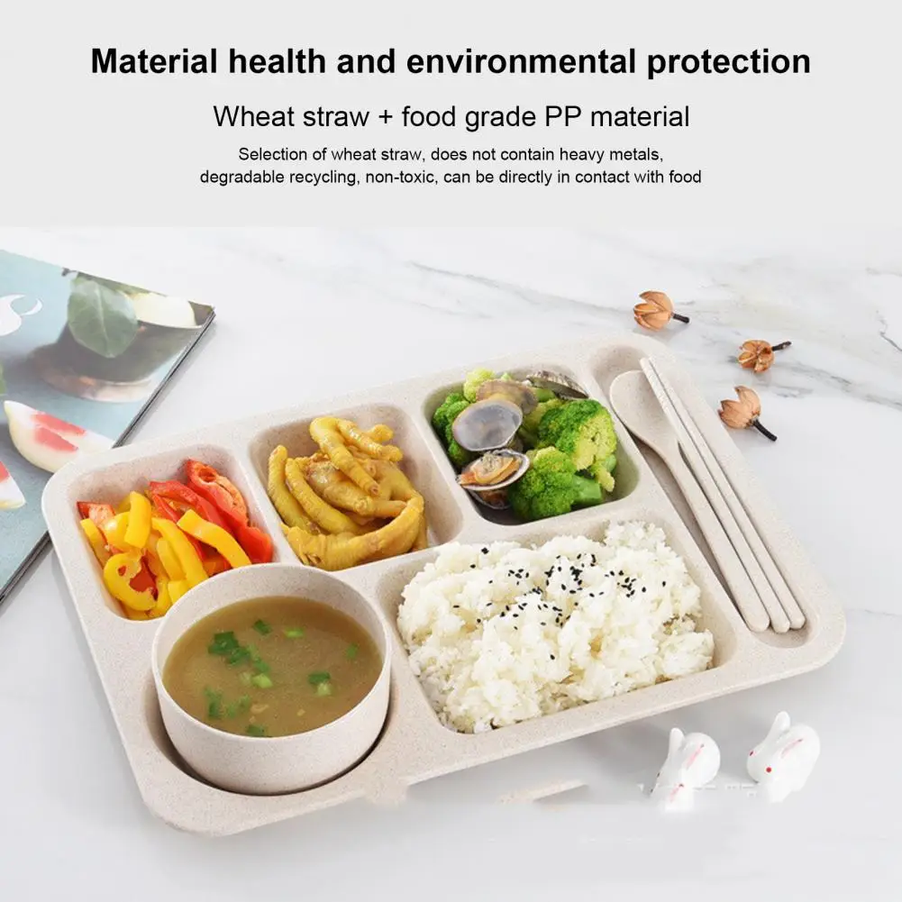 1 Set Individual Grid Stackable Food Plate Plastic Food Tray Multi-grid Meal Plate School Home Canteen Supplies