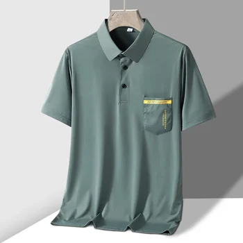 TFETTERS Brand New Summer 2025 Mens Polo Shirt Elasticity Short Sleeve Front Pocket Design Sport Golf Polo T Shirt Man 1