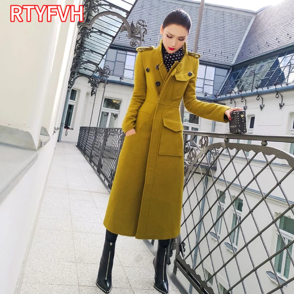 

Female Autumn Winter Thick New Woolen Jacket 2024Women Mid-length Fashion Atmospheric Design Slim Over-the-knee Woolen Coat A850