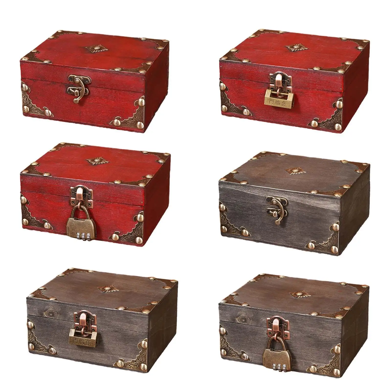 

Wooden Jewelry Box Treasure Chest Box for Charm Earrings Stud Treasure