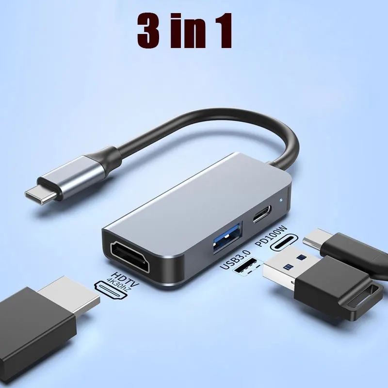 ตัวเลือกสินค้า USB-C 4K HDMI Hub ชาร์จเร็ว PD สำหรับ Macbook iPad Samsung