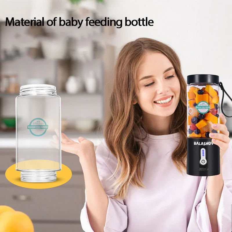 530ML Electric Juicer Portable Smoothie Blender USB Rechargeable Multifunction Fruit Mixer Machine Mini Juicer Maker Blender Cup 6