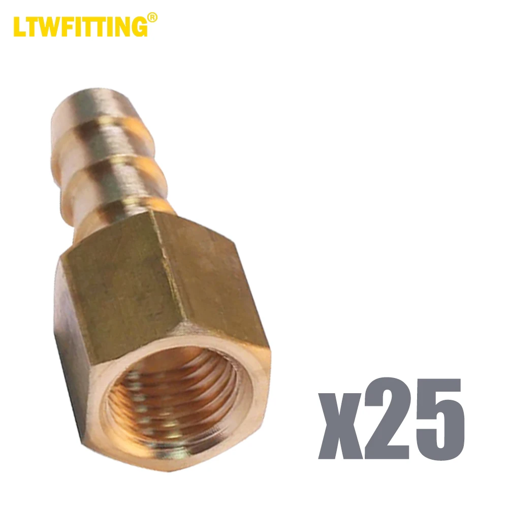 

LTWFITTING Brass Flare Tube Fitting 5/16" Hose ID x 1/4" Female 45 Deg Nut Union (Pack of 25)