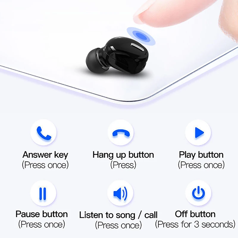 X9 Wireless Bluetooth 5.0 Earphones Headphones With Mic in-Ear Sports Waterproof TWS Earbuds Bluetooth Handsfree Single Headset 2
