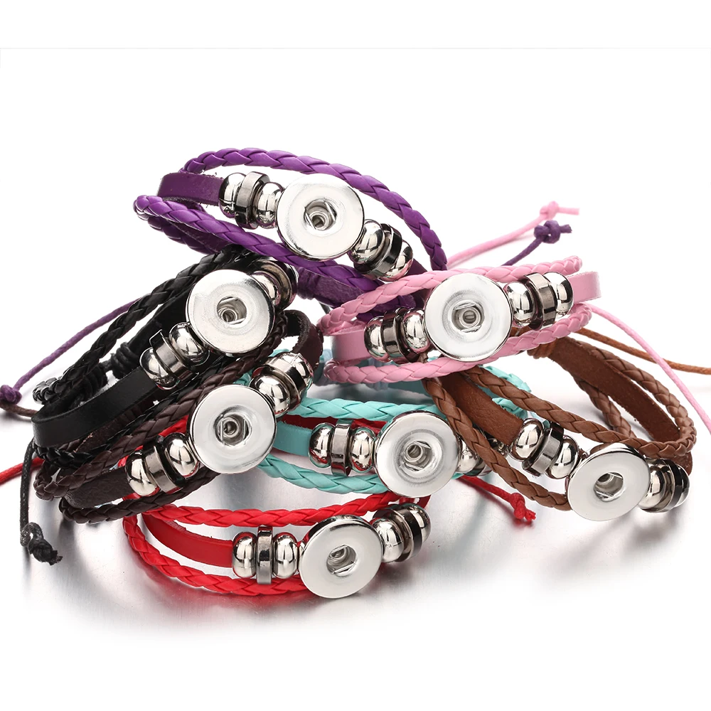 Snap Buttons Leather Snap Bracelet Bangles 18mm Button DIY Ginger Charm Bracelet
