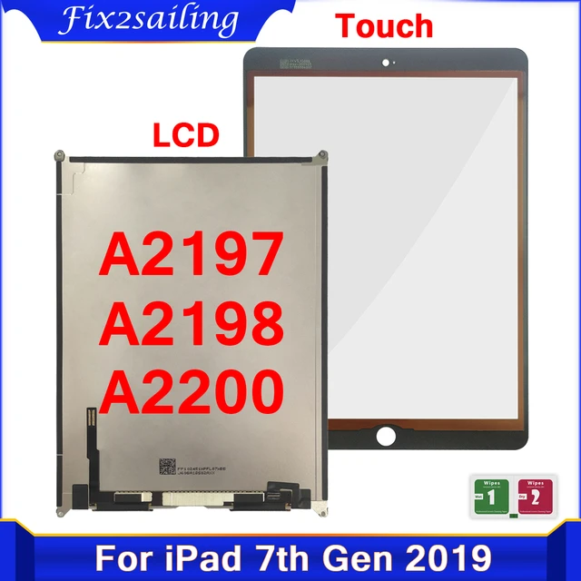 100% Tested LCD For iPad 7 10.2'' 2019 7th Gen A2197 A2198 A2200 LCD Touch  Screen Glass Display Panel Replacement Repair Parts