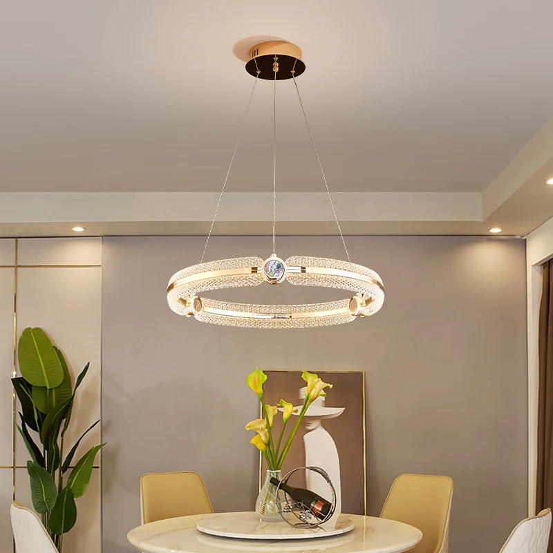 

Nordic Chandelier Led Creative Light Luxury Ring Pendant Lamp Home Living Room Villa Staircase Decor Led Ceiling Lamp