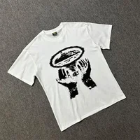 T-shirt imprimé en coton pour homme, vêtements de mode urbaine, style avant-gardiste, design rétro surdimensionné. Convient aux hommes et aux femmes. 3
