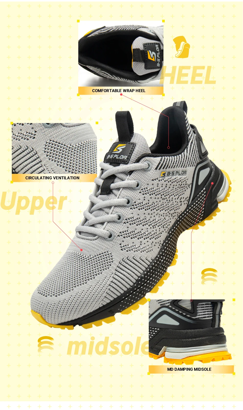 Baasploa Männer Laufschuhe Outdoor Leichte Atmungsaktive Lace up Tennis Schuhe Männlichen Casual Non-Slip Professionelle Sport Schuhe – Detail 7