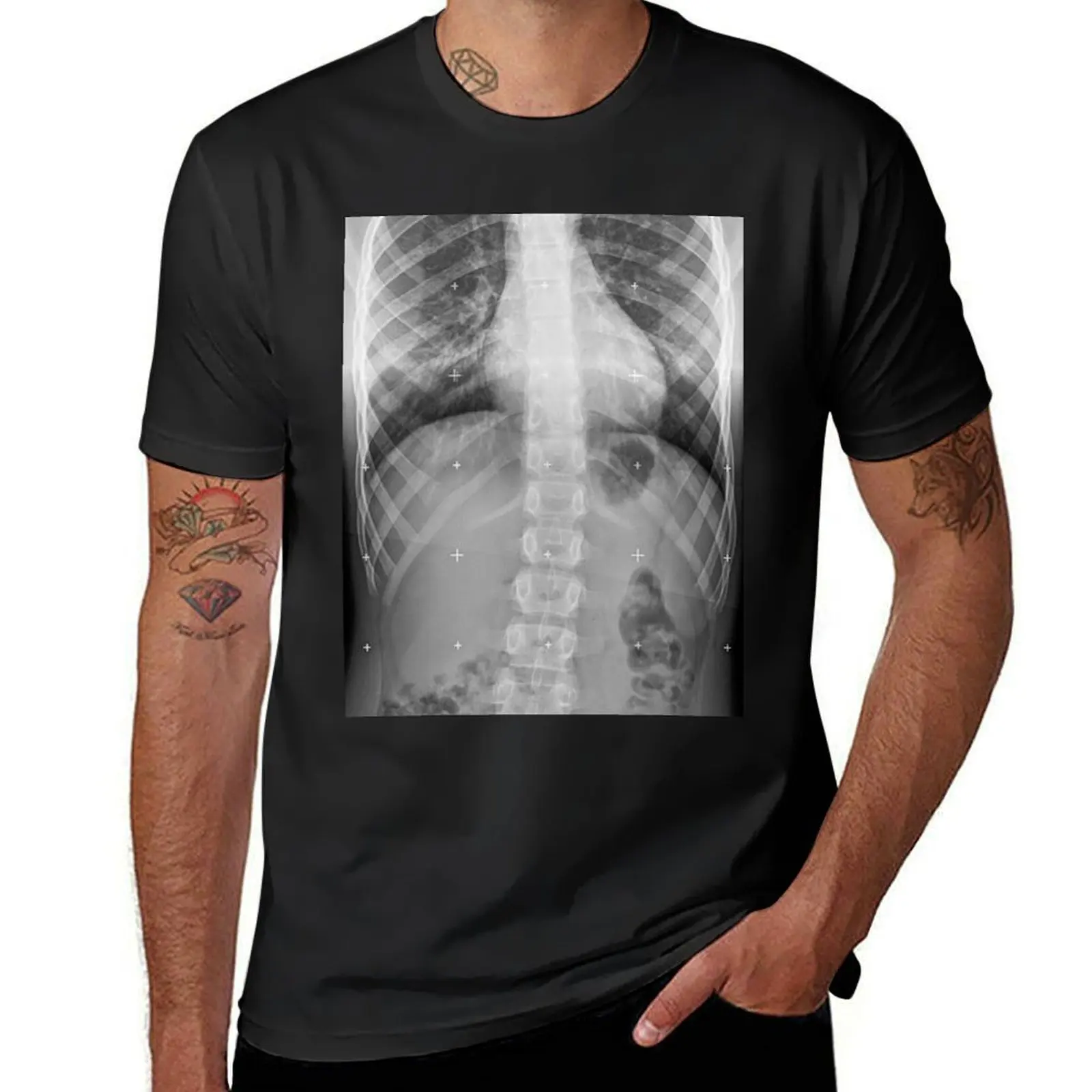 X-ray T-Shirt oversizeds kawaii clothes Short sleeve tee vintage plain white t shirts men